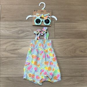 Baby Essentials Fruit Romper Set with Sunglasses & Headband